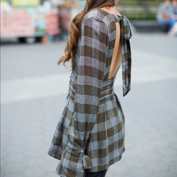 Something Navy For Nordstrom plaid open back - Picture 1 of 10